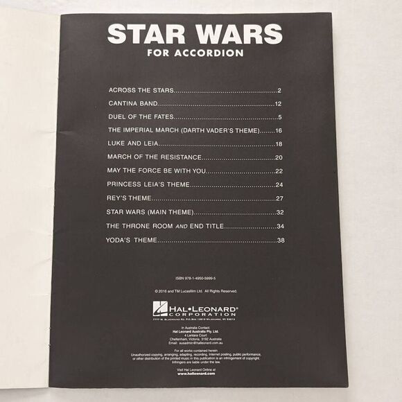 Star Wars for Accordion Score Arrangement Music Instrument - Picture 2 of 5